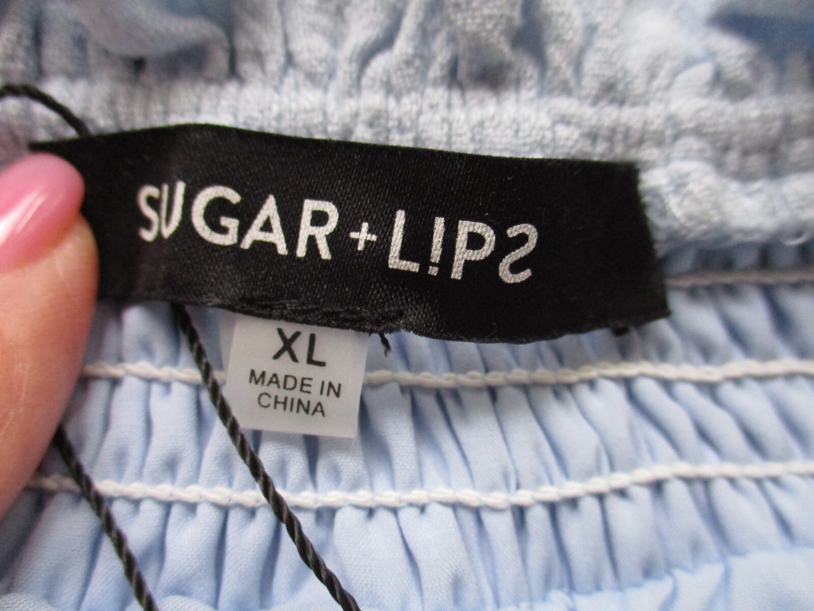Sugarlips Dress XL Placid Blue Fully Lined Rayon & Linen Elastic Bodice & Sleeve