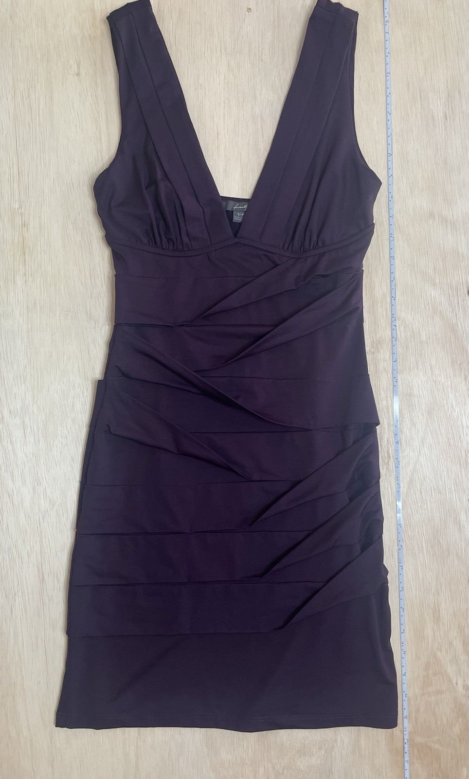 Forever Twenty One Purple V-Neck Sleeveless Ruched Sheath Dress S size S/P