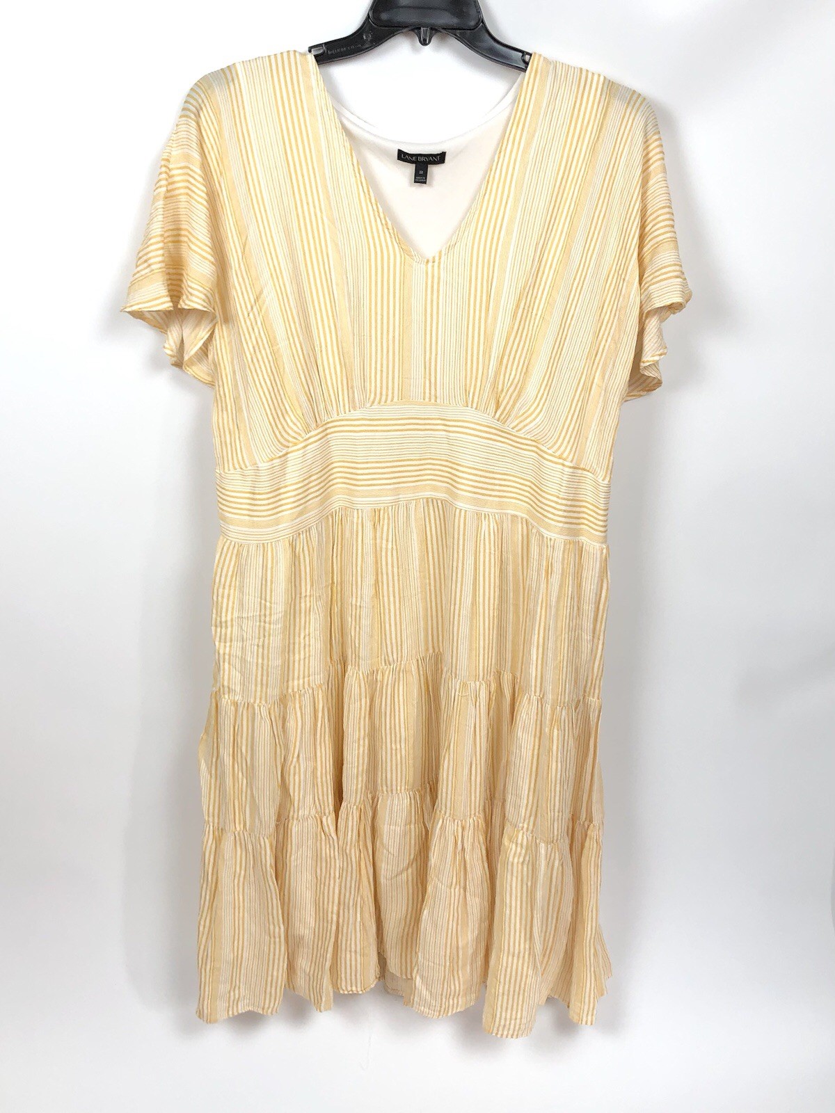 Lane Bryant Dress Womens 22 Stripe Tiered Flutter Sleeve Peasant Casual Bohemian