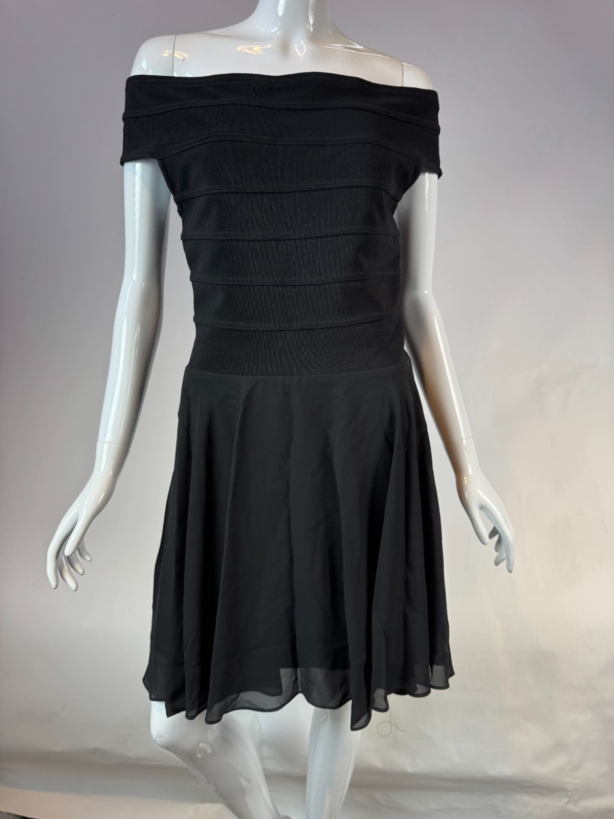 A.b.S Evening Collection Vintage 90s Womens Off-Shoulder Black Dress Size 10