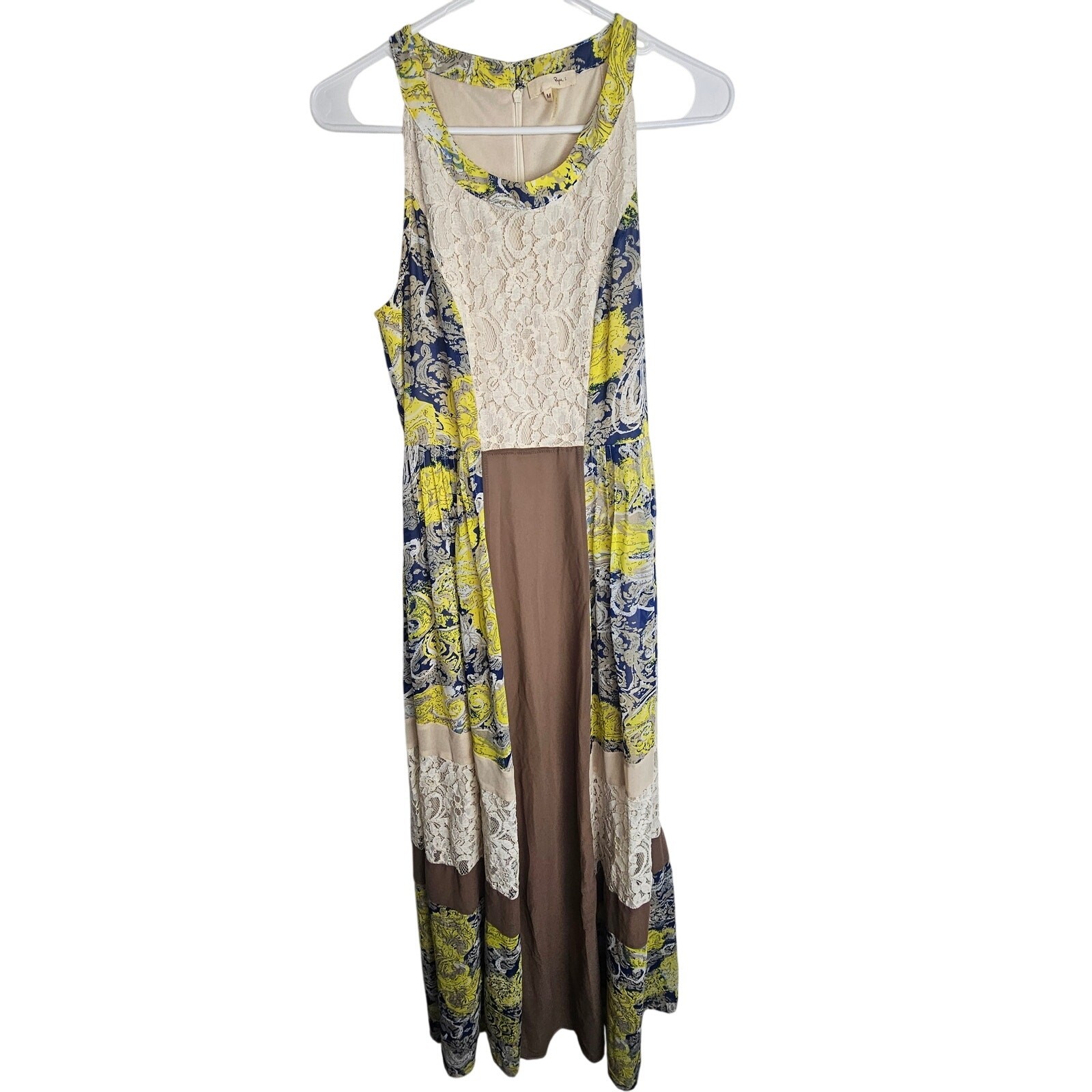 Anthropologie Ryu Womens Patchwork Lace Maxi Dress Sz M Cottagecore Boho Hippie