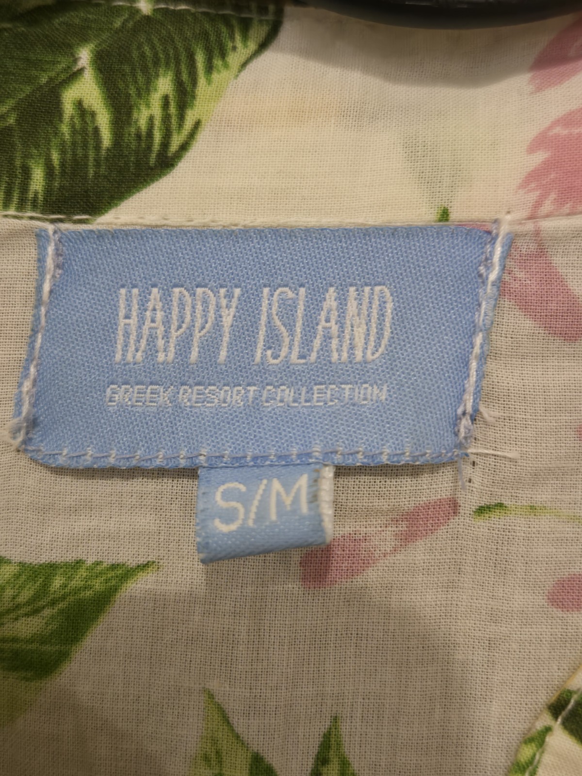 Happy Island White Lemon Floral Beaded Button 3/4 Sleeve Blouse Size S/M