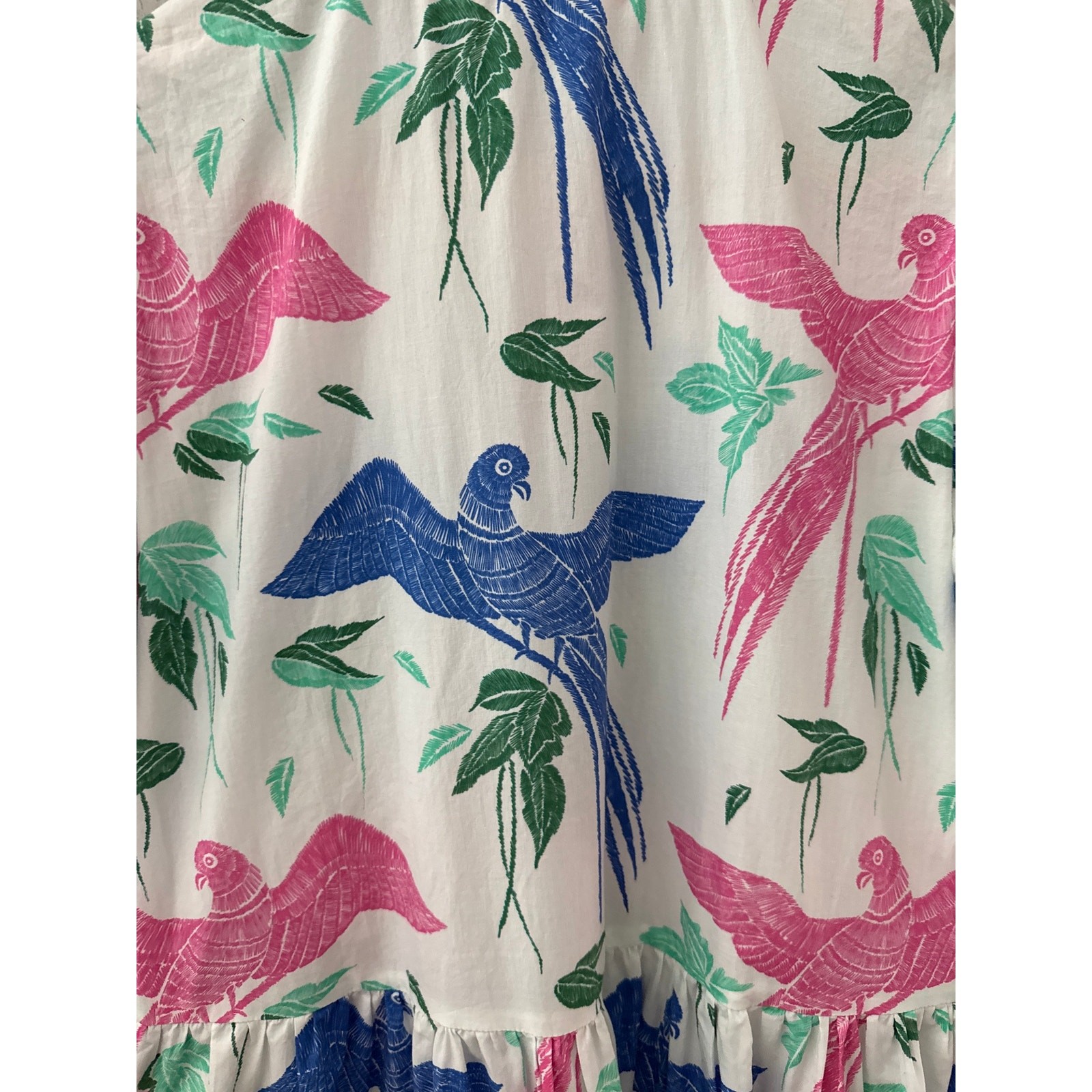 Oliphant Button Cuff Sleeve Poplin Maxi Dress Macaw Blue Multi Pockets Size XXS