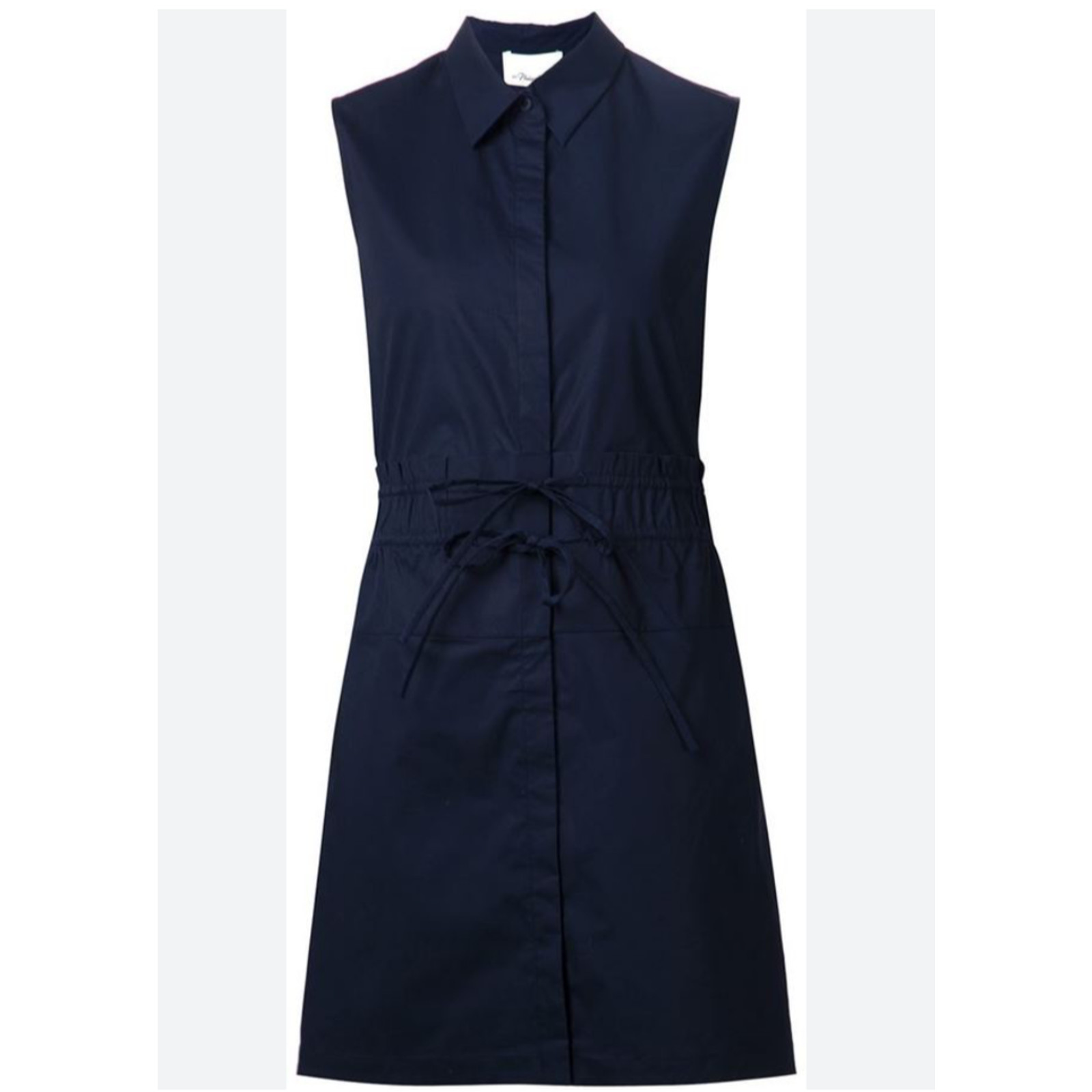 3.1 Phillip Lim Shirt Dress sz 4 Navy Sleeveless Drawstring Minimalist Chic Work