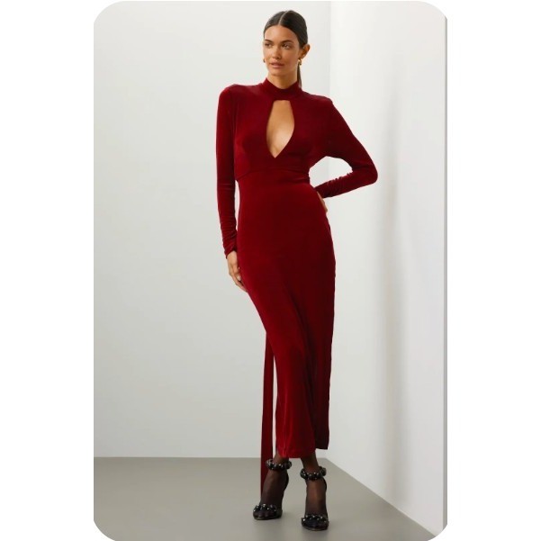 Bardot Ellis Maxi Dress Long Sleeve Backless Burgundy Sz Medium *READ FLAW*