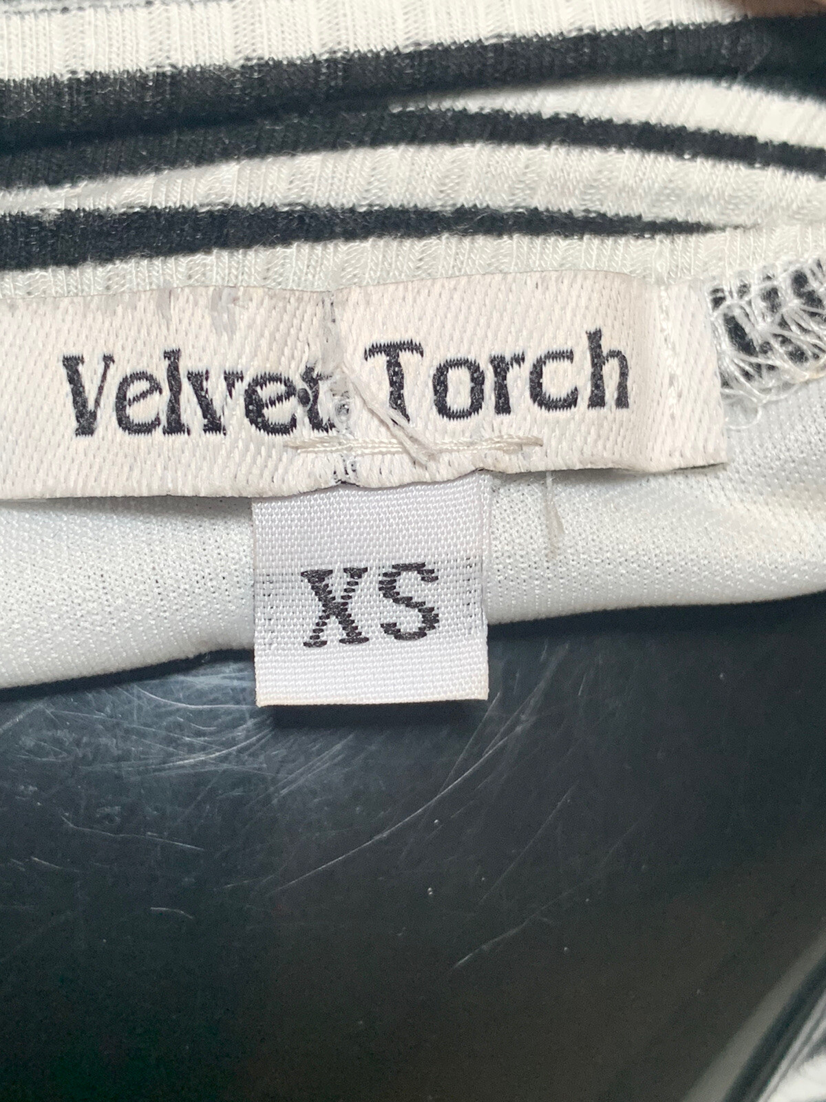 Velvet Torch Black White Striped Maxi Dress Size XS Lined Mock Neck Side Slit