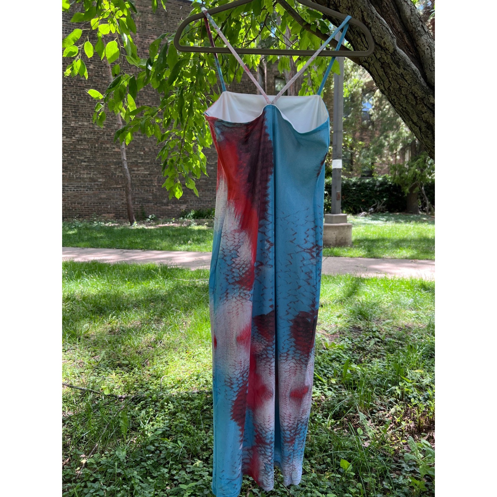 JUST CAVALLI Y2K Abstract Python Snake Print Slip Midi Dress Sz10 LNWOT