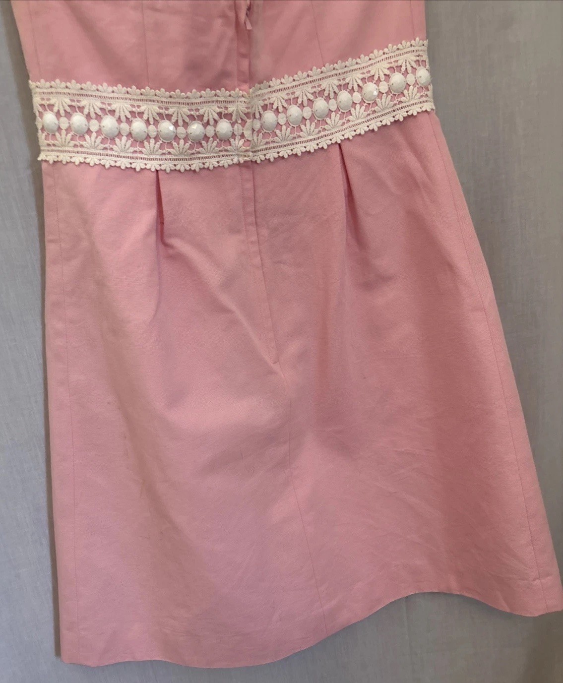 Lillly Pulitzer Betsey Size 6 Faille Powder Pink Strapless Beaded Dress