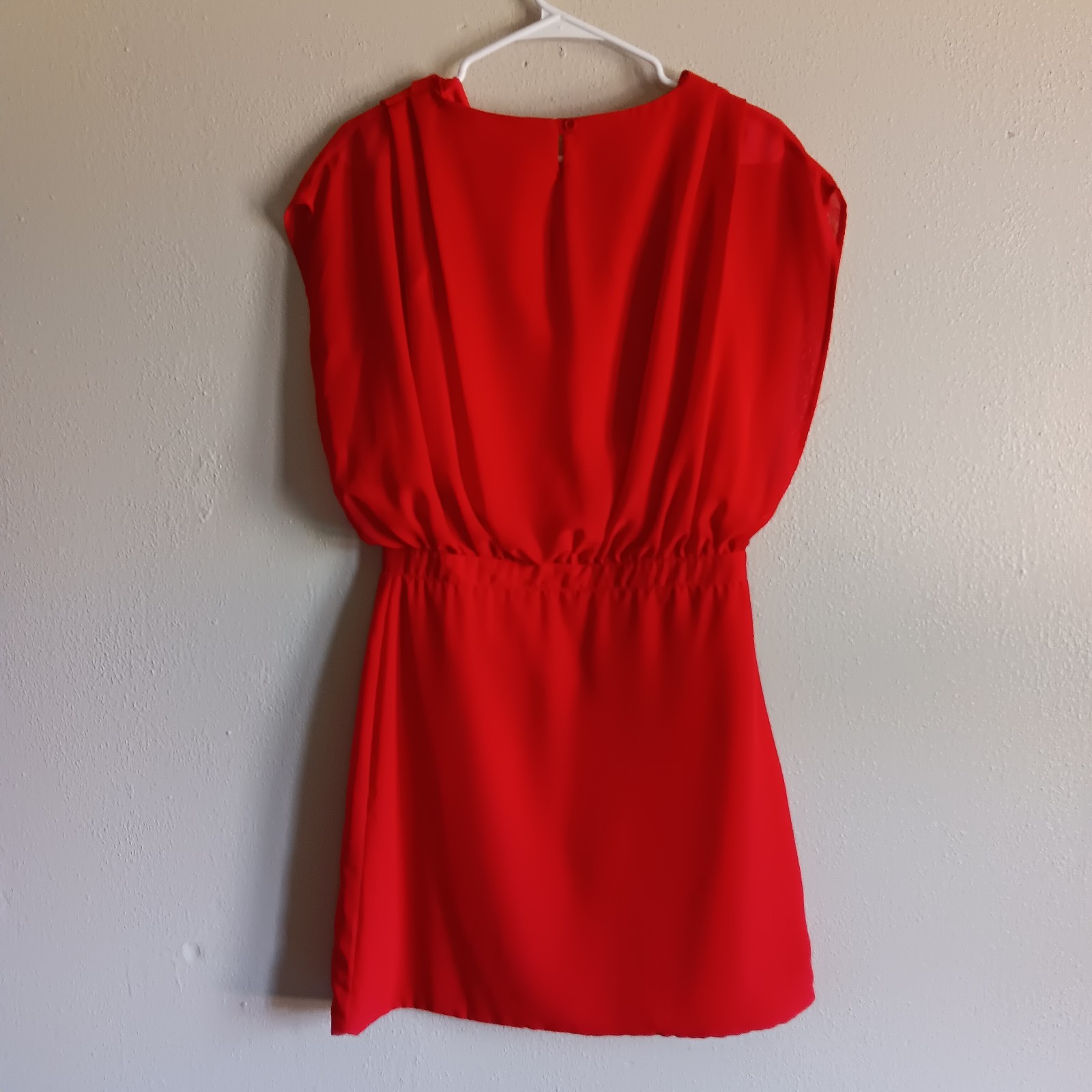 Vfish Red Mini Summer Dress with Gathered Waist Lightweight, Womens Extra Small