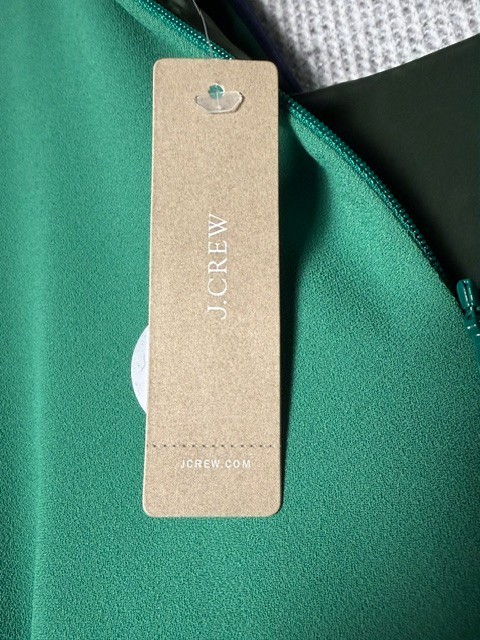 J.Crew A-Line Cap Sleeve Tie Neck Dress Women’s Size 8P Green Pleated Skirt NWT