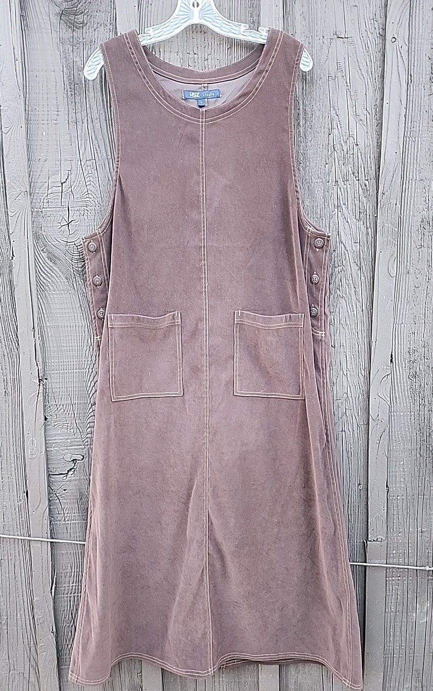 Vintage HSZ Studio Brown Micro Suede Maxi Dress Large 90’s Modest Cottagecore
