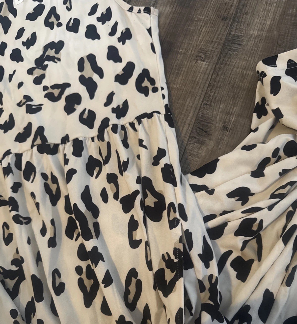 Tickled Teal Maxi Leopard Print Dress Sleeveless XL Tan Blk Trendy Soft Knit