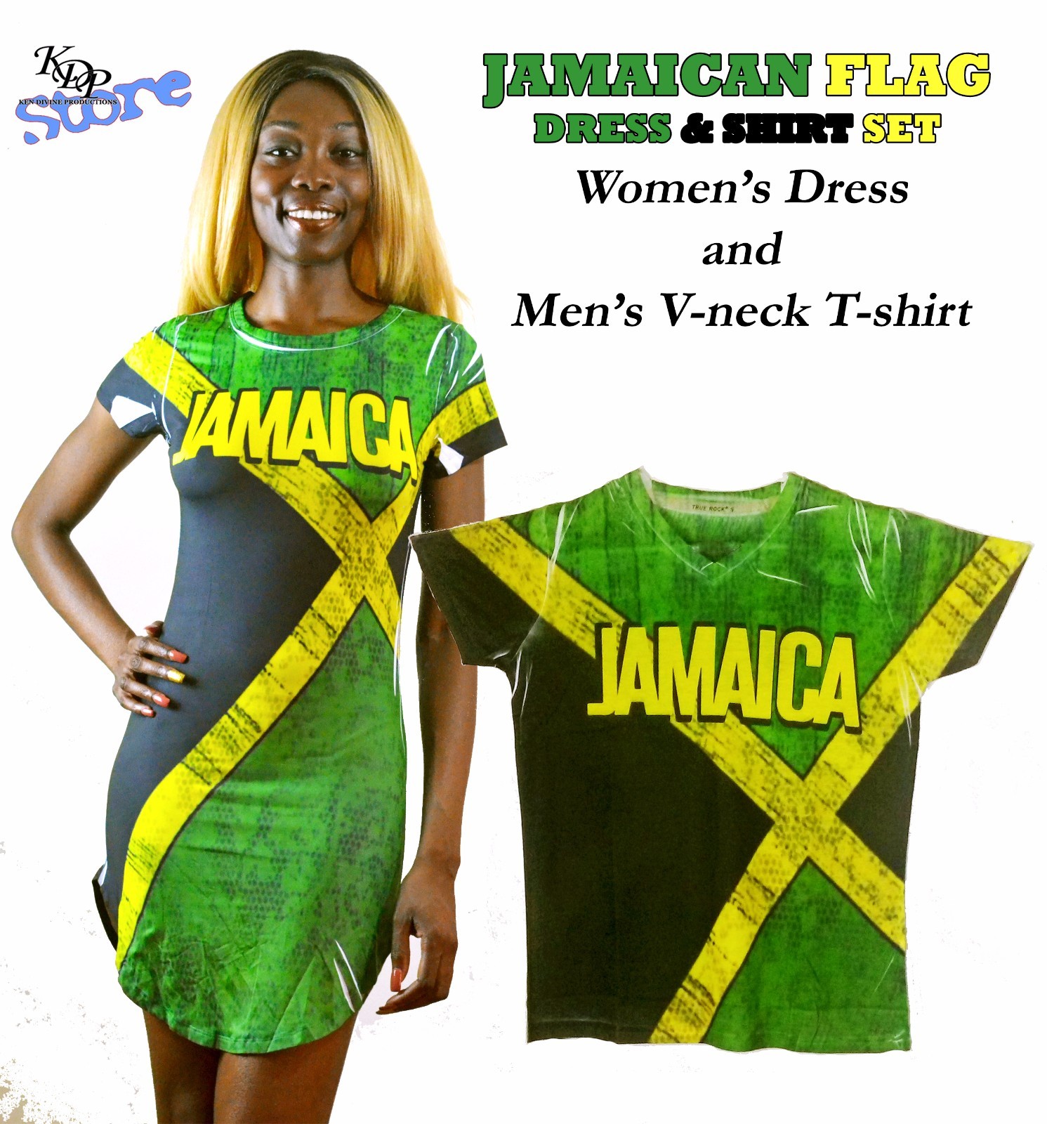 Jamaican Flag Dress & Shirt Set
