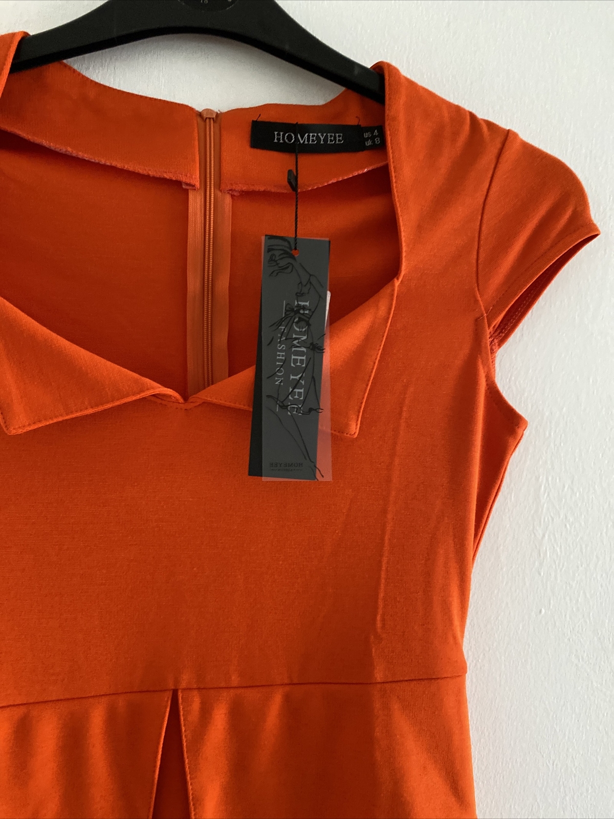 BNWT Sz 8 Unusual ORANGE Korean Asian Suit Dress Stretchy slimming tummy draped
