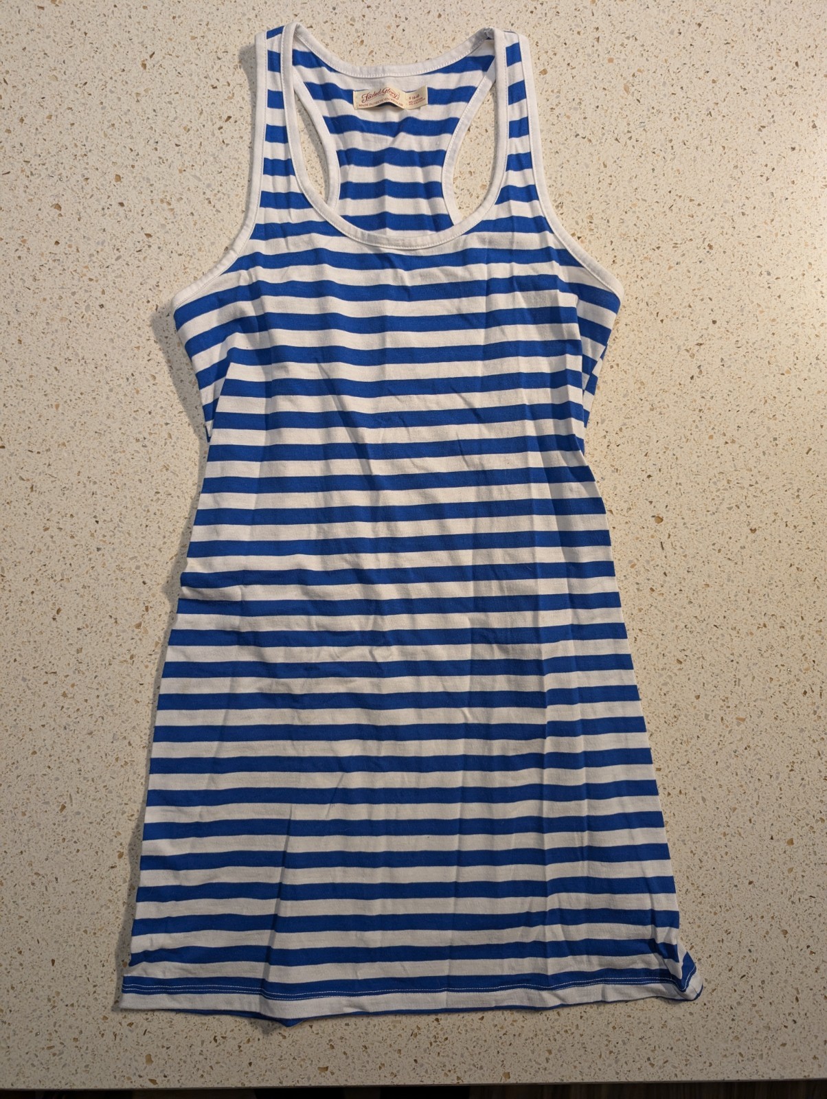 Summer Striped Racerback Dress, Blue And White, Beachy Nautical, Women’s Small