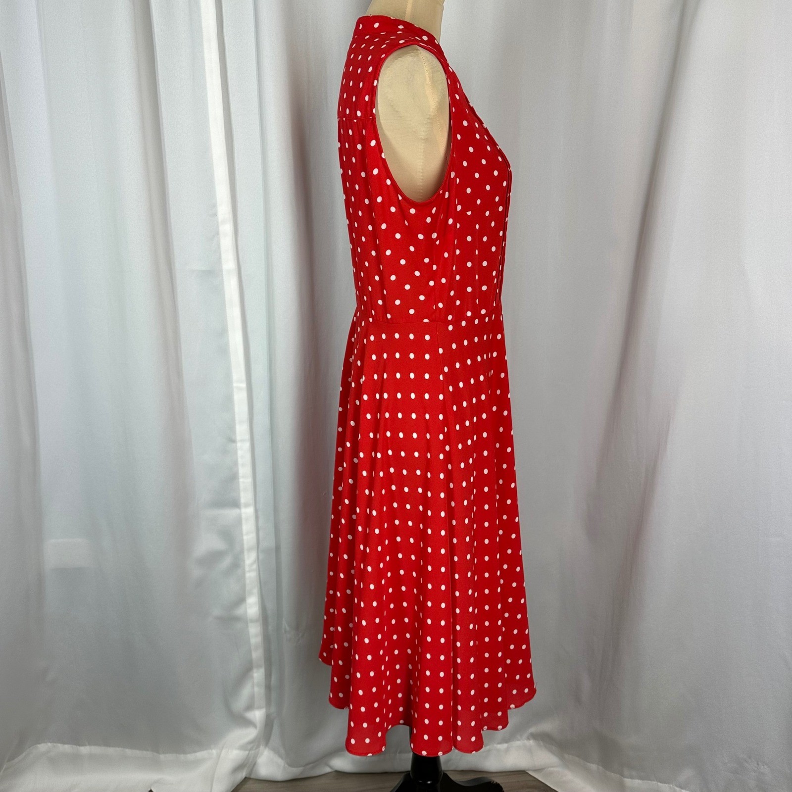 Nanette Lepore Red Polka Dot Dress Size 6 Retro Vintage Style Midi