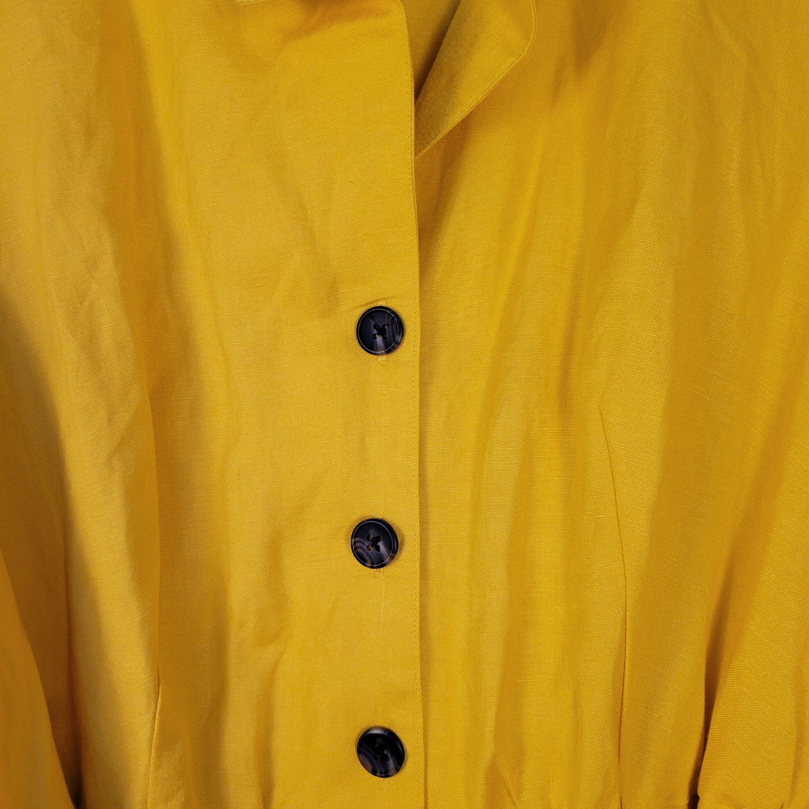 Jessica London Yellow Linen Blend Button Front Midi Shirt Dress Plus Size 20W