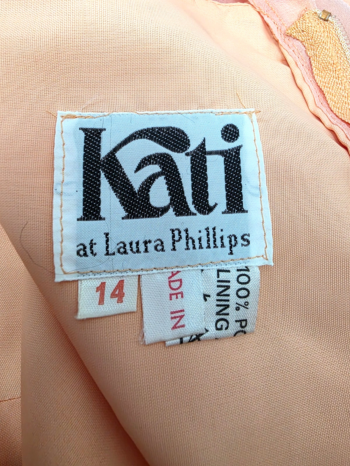 Vintage 60’s 70’s Kati by Laura Phillips Dress Chiffon Belt Wedding MOB Size 14