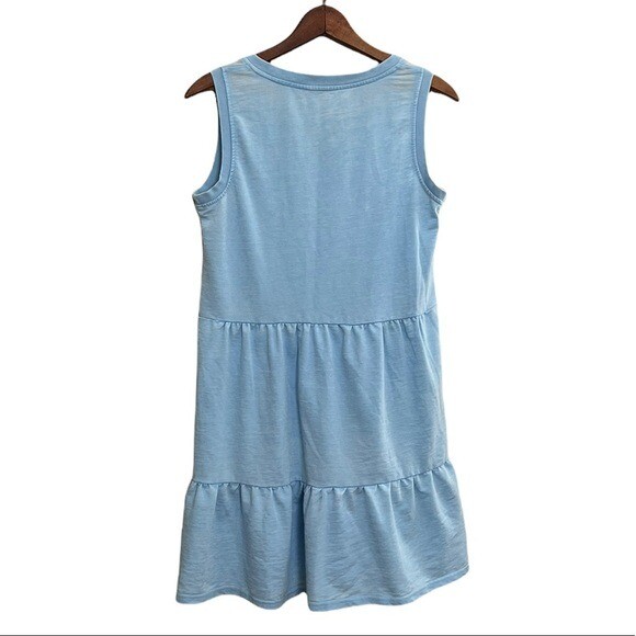 Cotton Blend V Neck Mini Dress