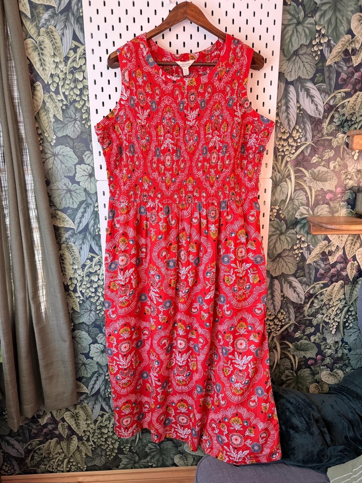 Seasalt Cornwall Sleeveless Meadowsweet Dress Size 18 Midi Cotton Tomato Red