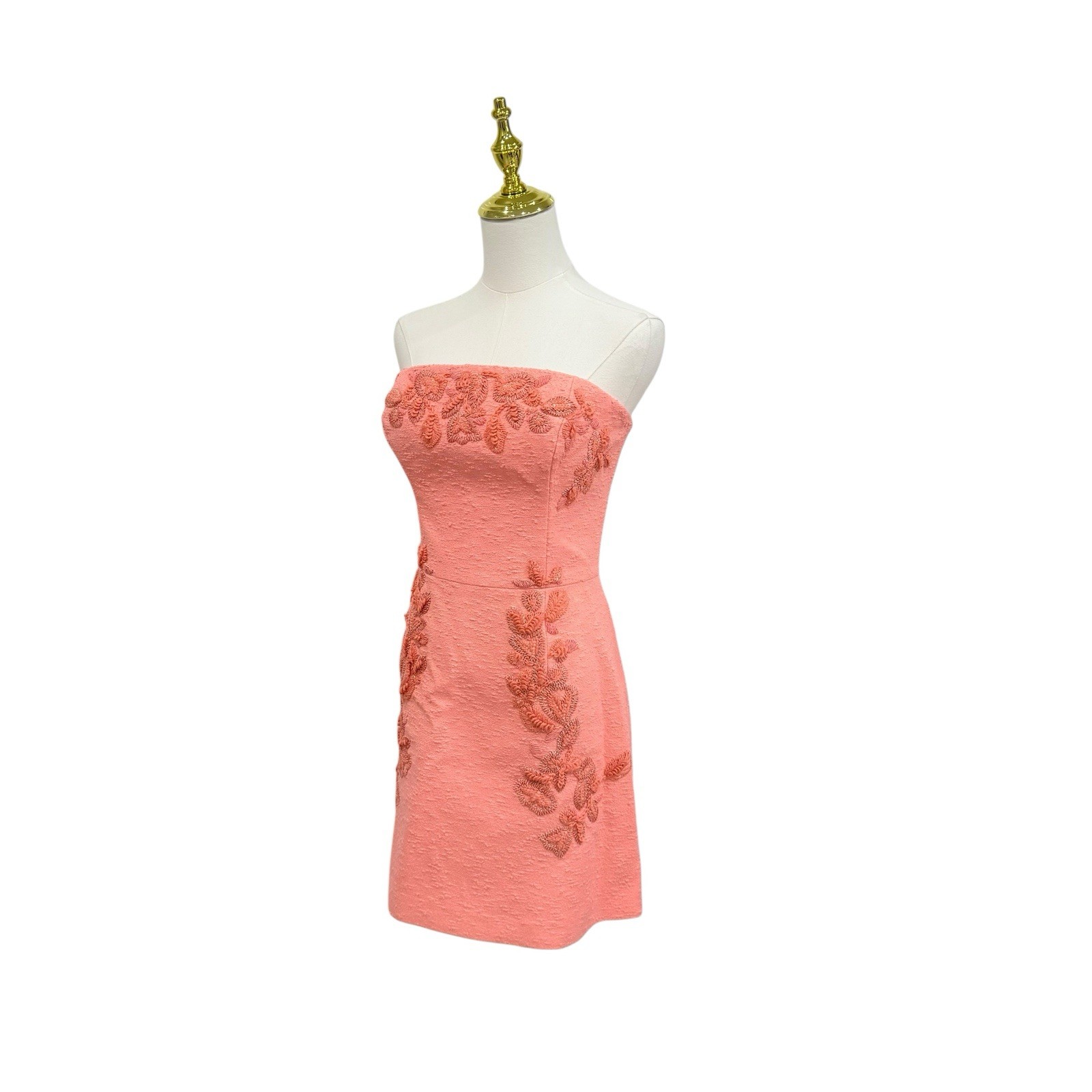 Carolina Herrera Embroidered Strapless Mini Dress Sunset Coral SZ 12 NWT $3490