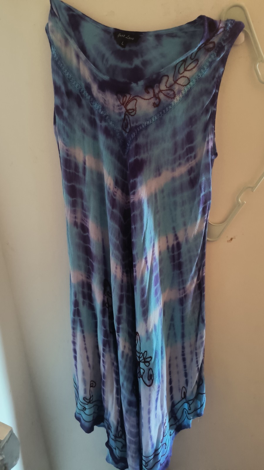 Just Love Blue And Purple Dress With Red Stitch Ed Details, Size Large
