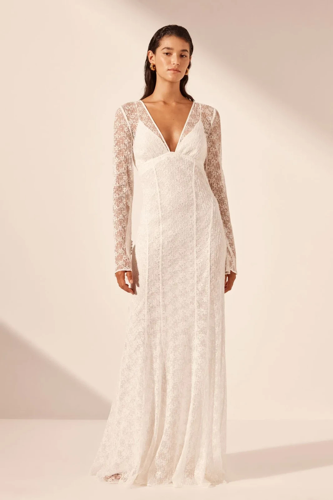 Shona Joy Lace Panelled V-neck Maxi Dress Size:6AU/2US $695 NWT