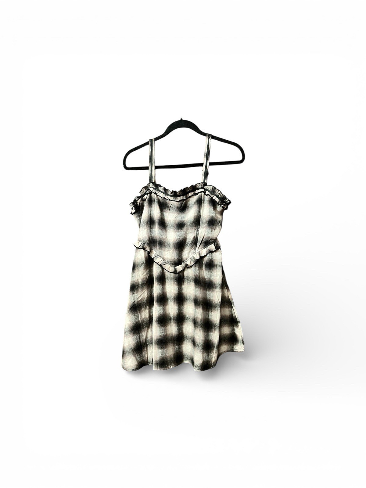 Heart & Heels Black, Brown, Beige Printed Sleeveless Ruffled Mini Dress Size 8