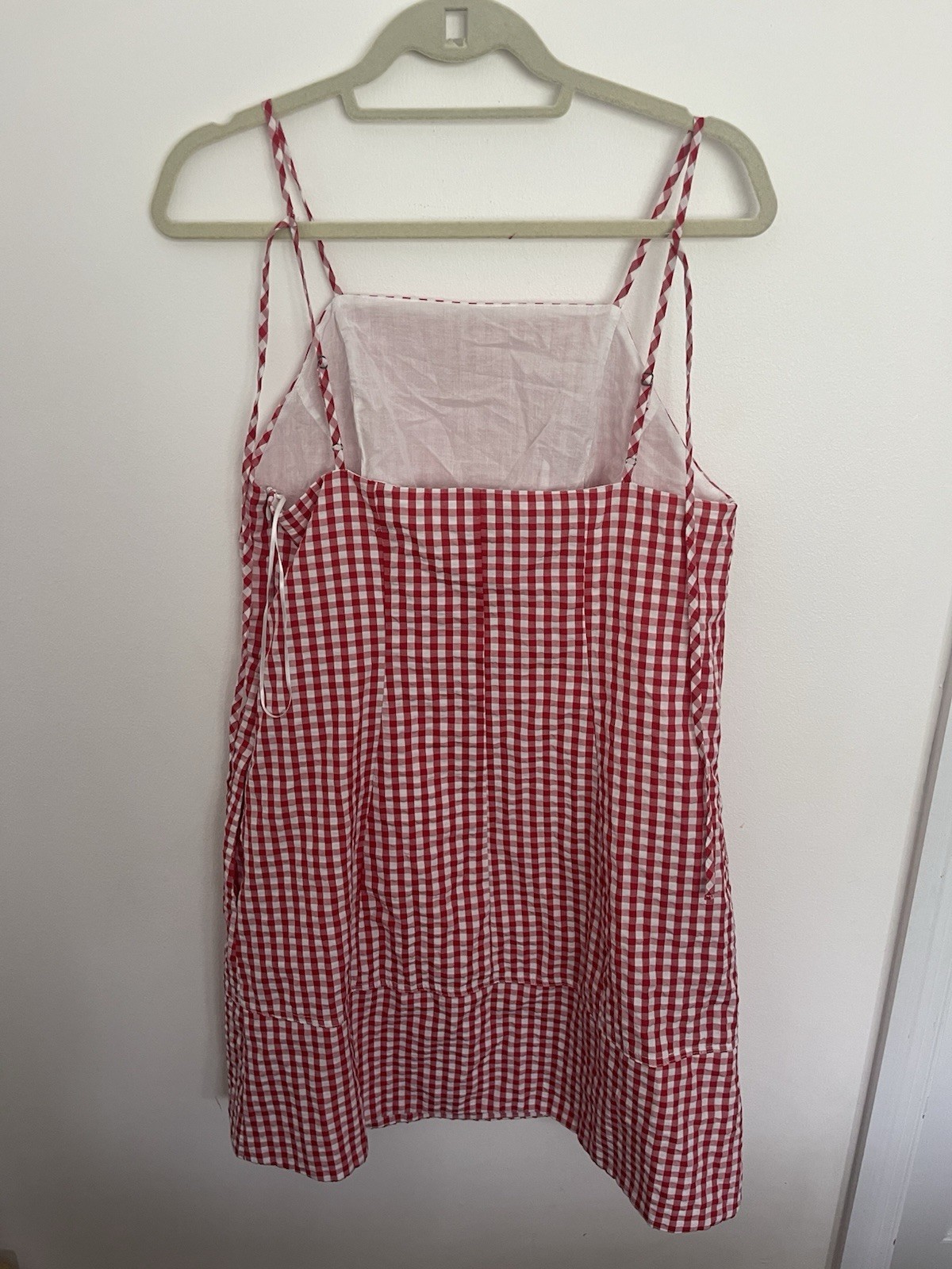 Lola Grace Red White Gingham Square Neck Spaghetti Strap Cami Tank Top L