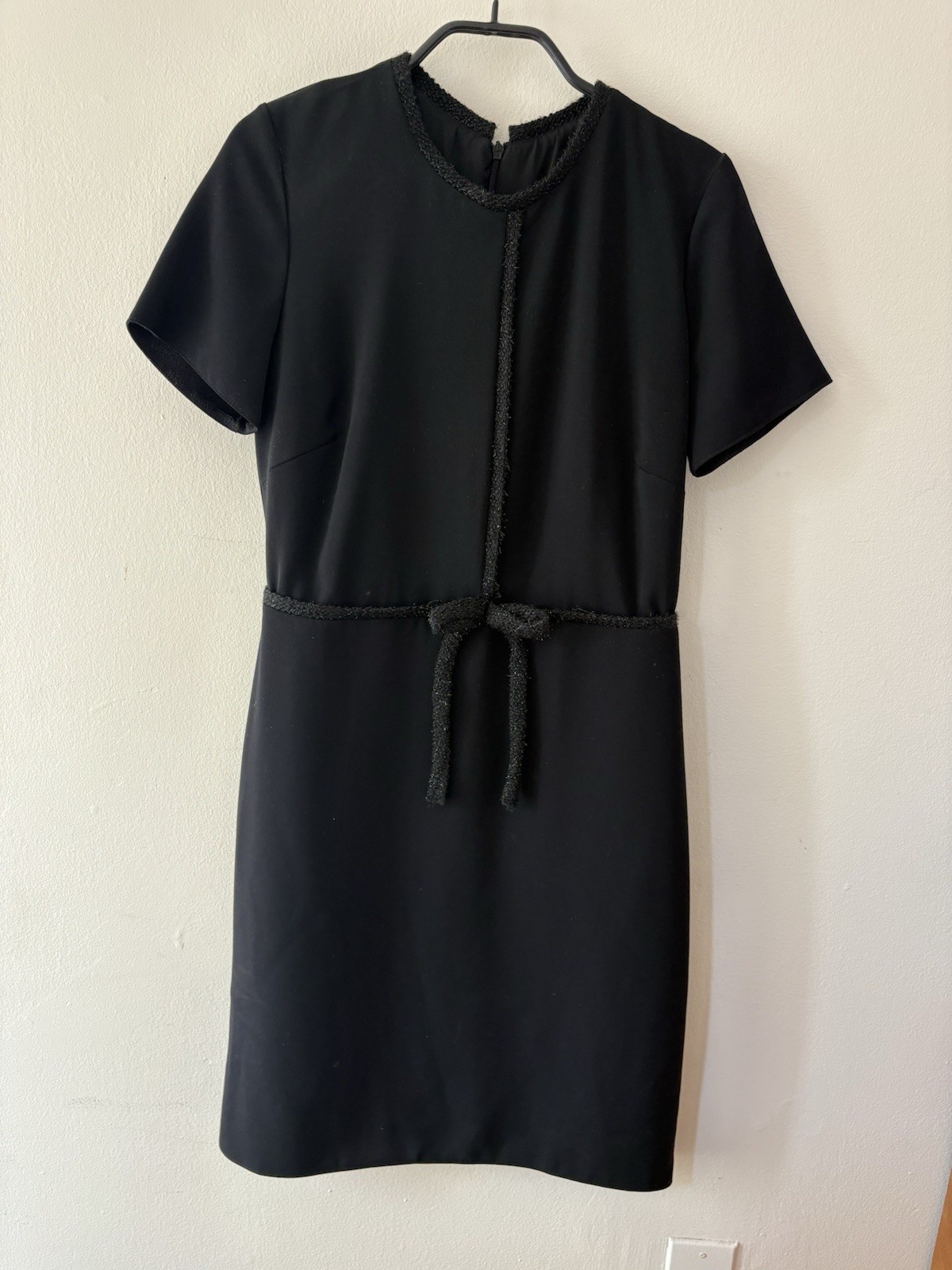 Sandro Ferrone Black Solid Round Neck Short Sleeve Short Dress Size 40 Zip
