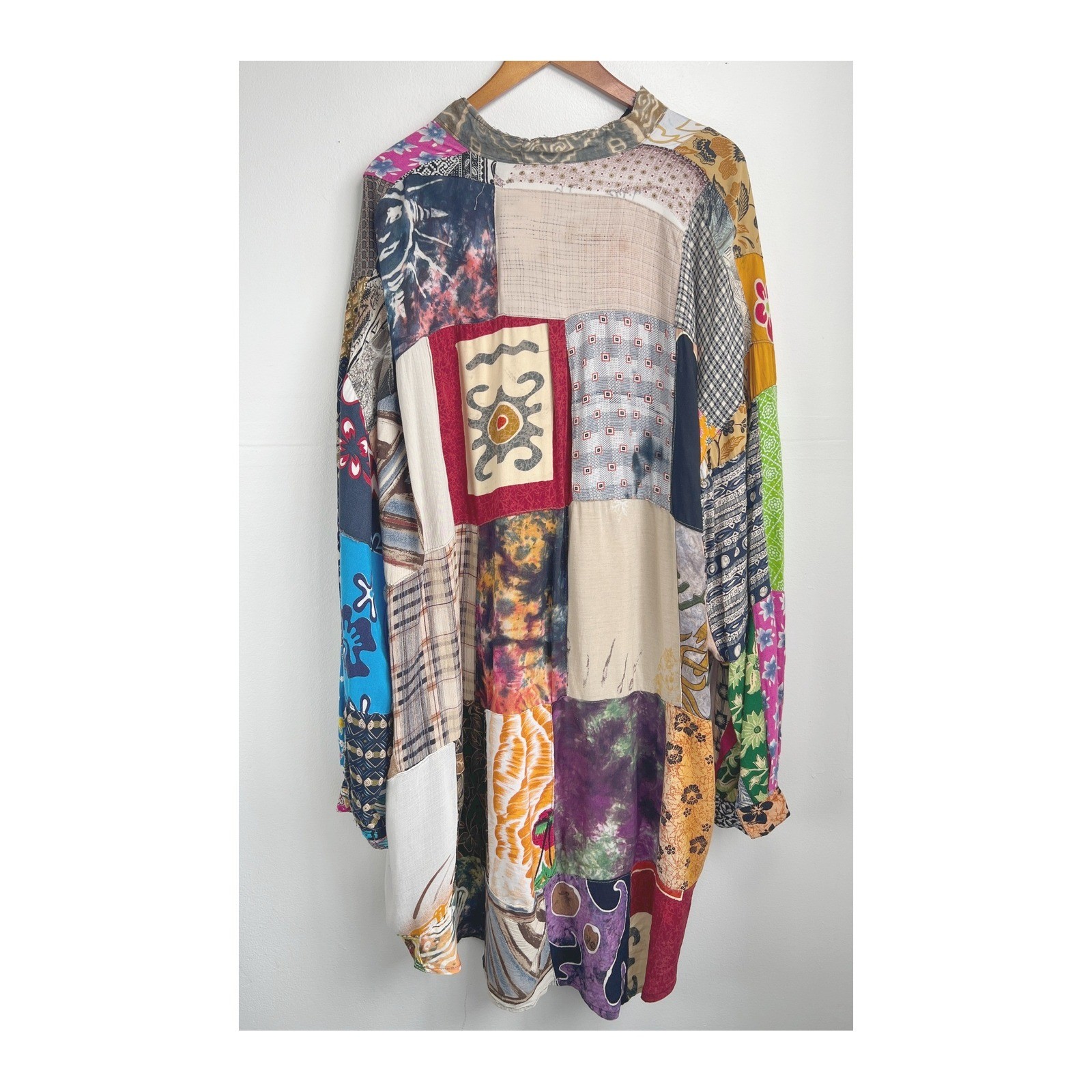 We Be Bop Patchwork Dress Multicolor Large Boho 90s Eclectic Maxi Festival Rayon