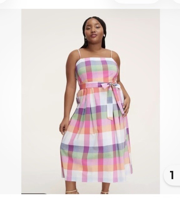 Women’s Plaid Tie-Waist Midi Dress – kate spade new york Red/Pink/Green/Blue M