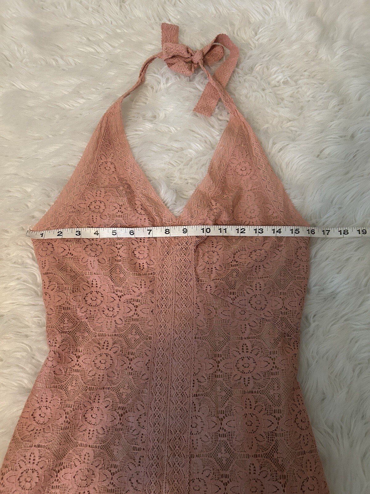NWT Guess Size 2 Emery Pink Lace Halter Front Slit Evening Long Maxi Dress Boho