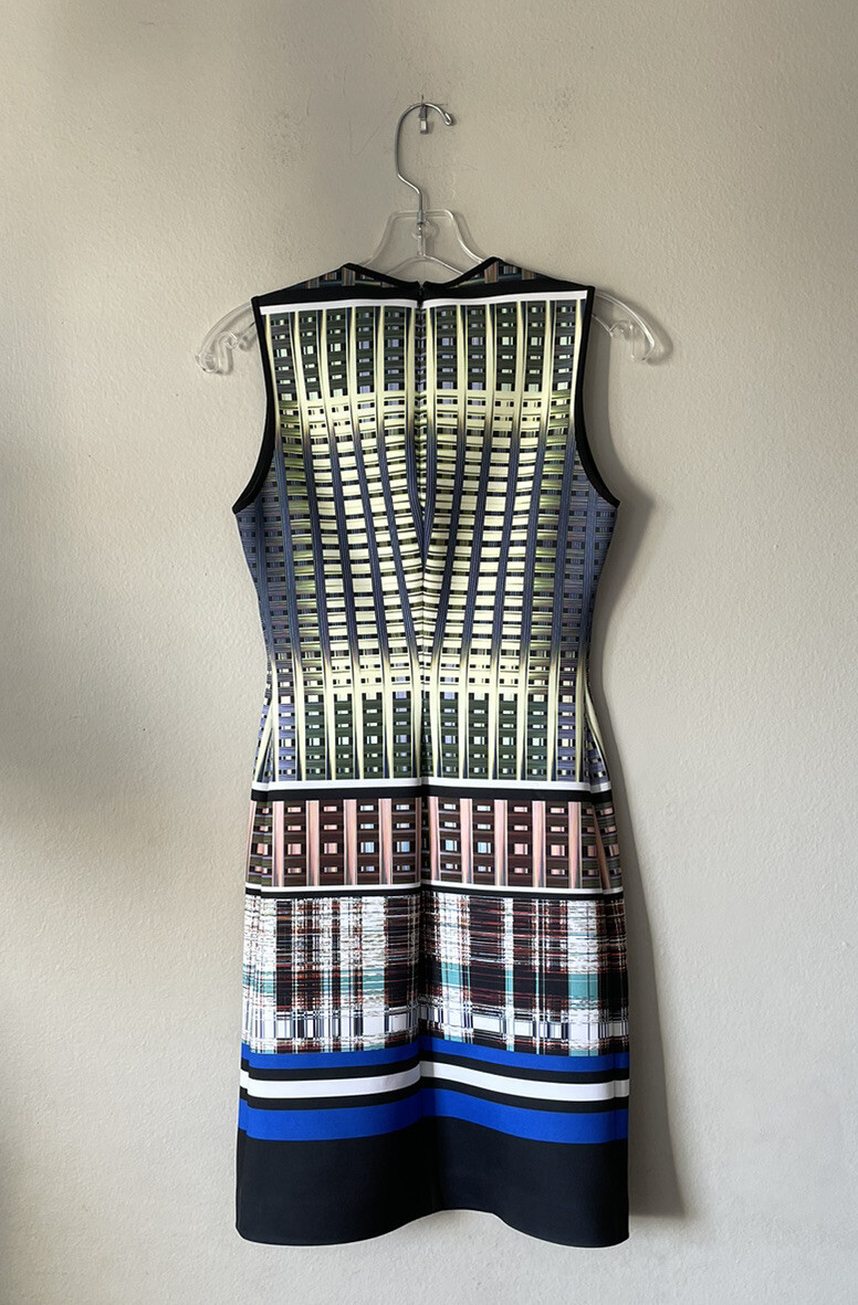 Clover Canyon Dress Small DONEGAL Sleeveless Neoprene Geometric Modern City