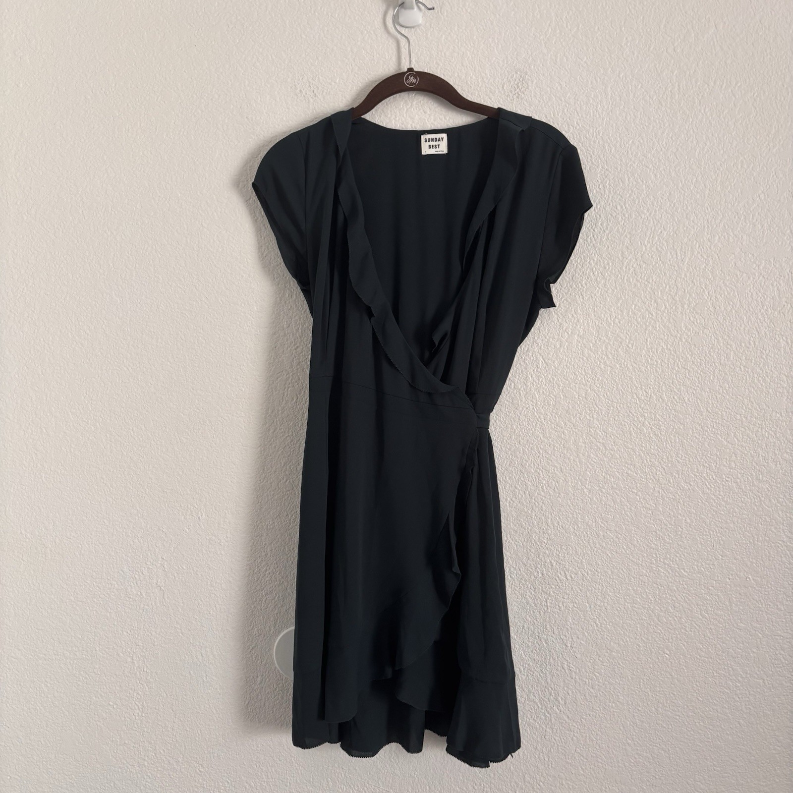 Sunday Best Aritzia Women’s Size 4 Blue Ruffle Wrap Dress