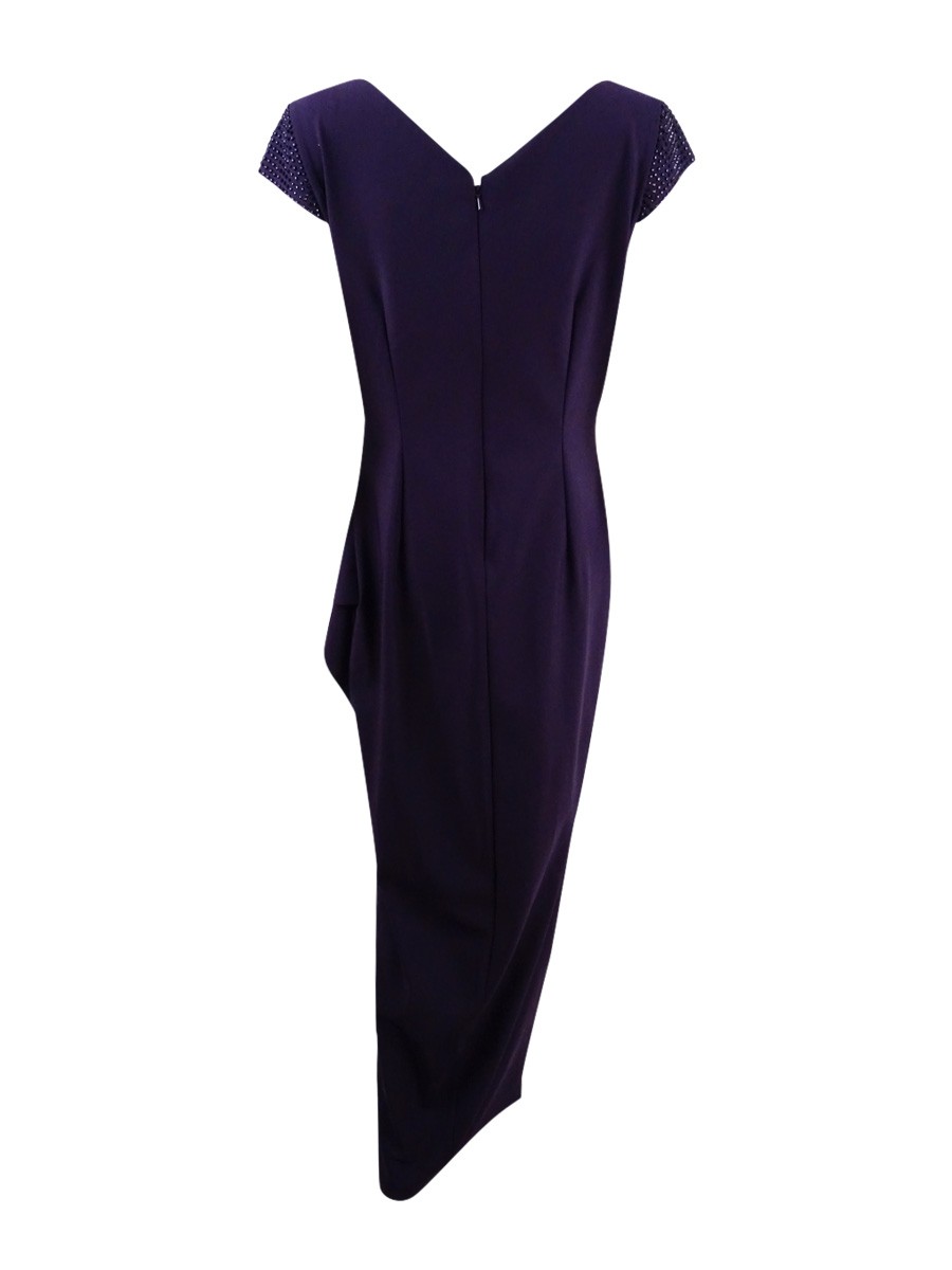Alex Evenings Women’s Embellished Draped Column Gown (16, Purple) 884002792763
