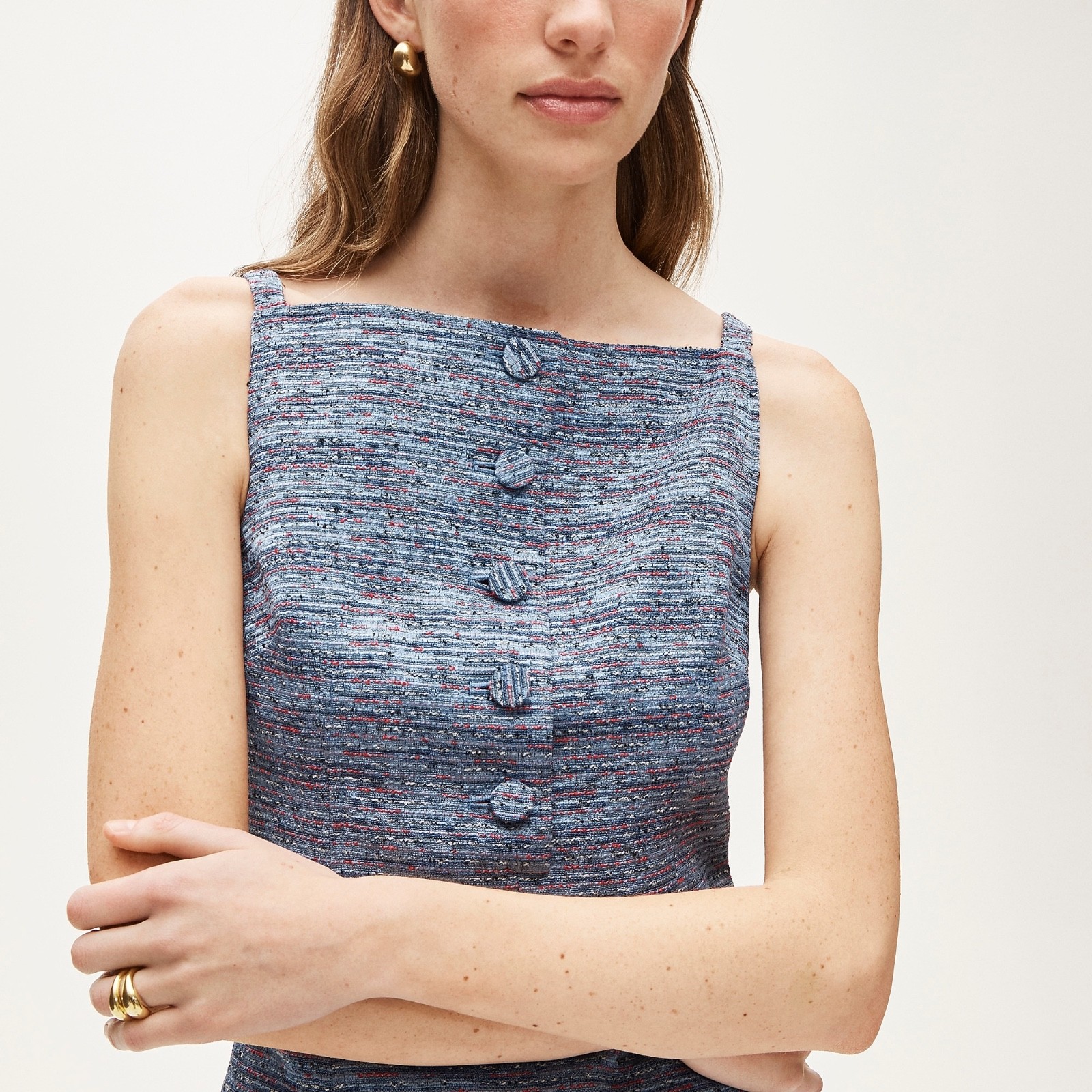 NWT J.Crew Size 4 Mini Sheath Dress in Tweed Blue Ocean Sunset