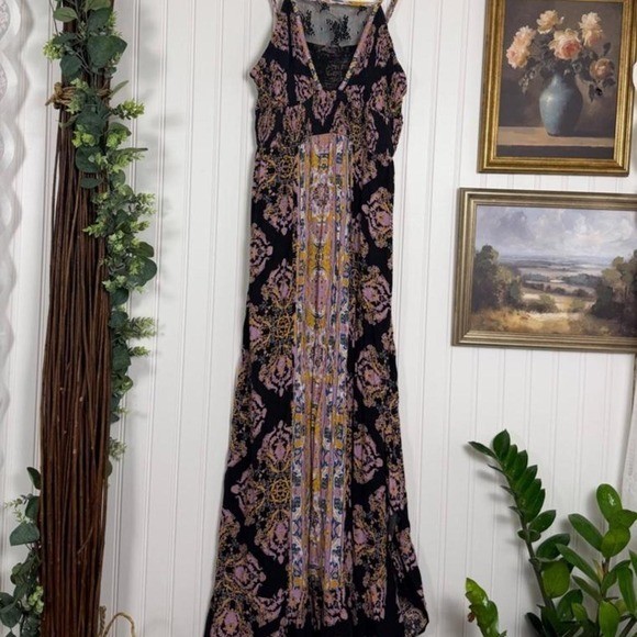 Free People We The Free Boho Printed Side Slit Maxi Dress Medium