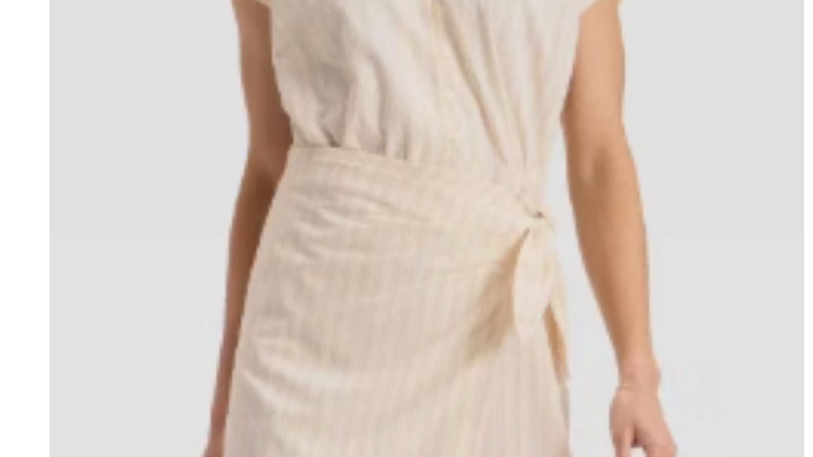 NEW W/TAG size LARGE Universal Thread midi shirt dress CREAM STRIPED WRAP