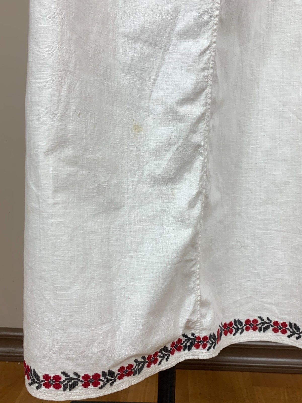 Vintage Ukrainian Embroidered Linen Vyshyvanka Dress Handmade Folk Shirt