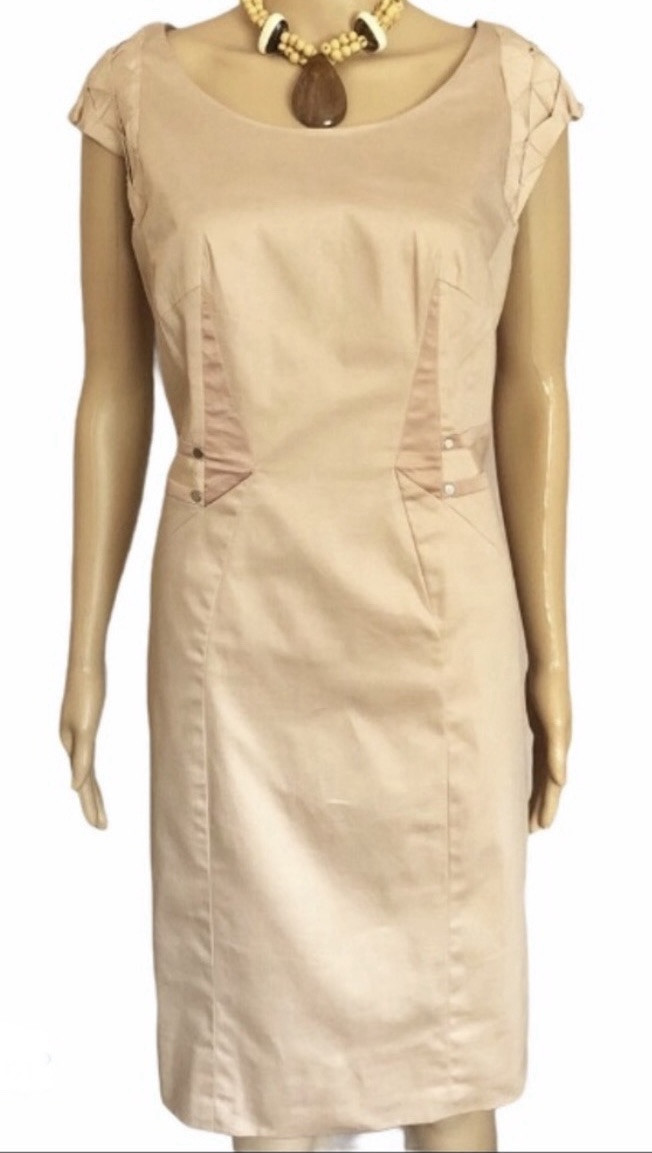 Cotton Colors Extra Studio Peach Rose Lined Shift Cap Sleeve Dress Sz M