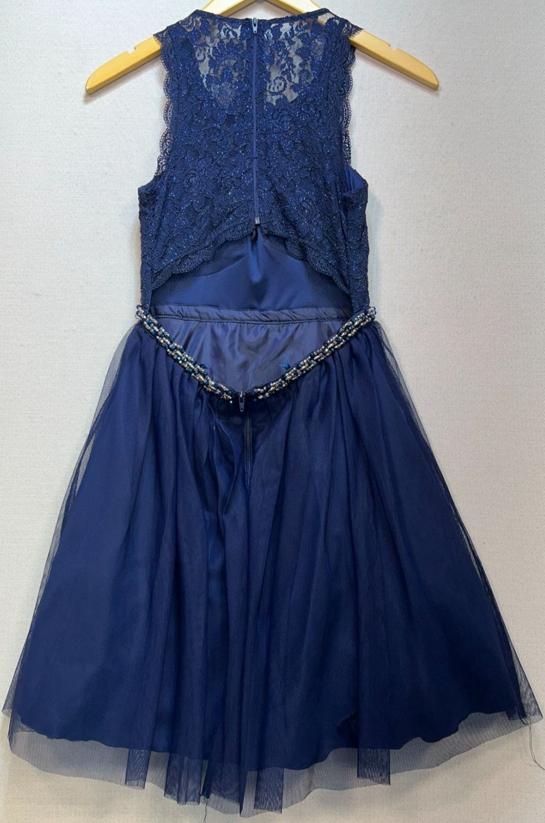 Sequin Hearts Juniors Open Back Padded Prom Formal Dress Sleeveless Sz 3 Navy