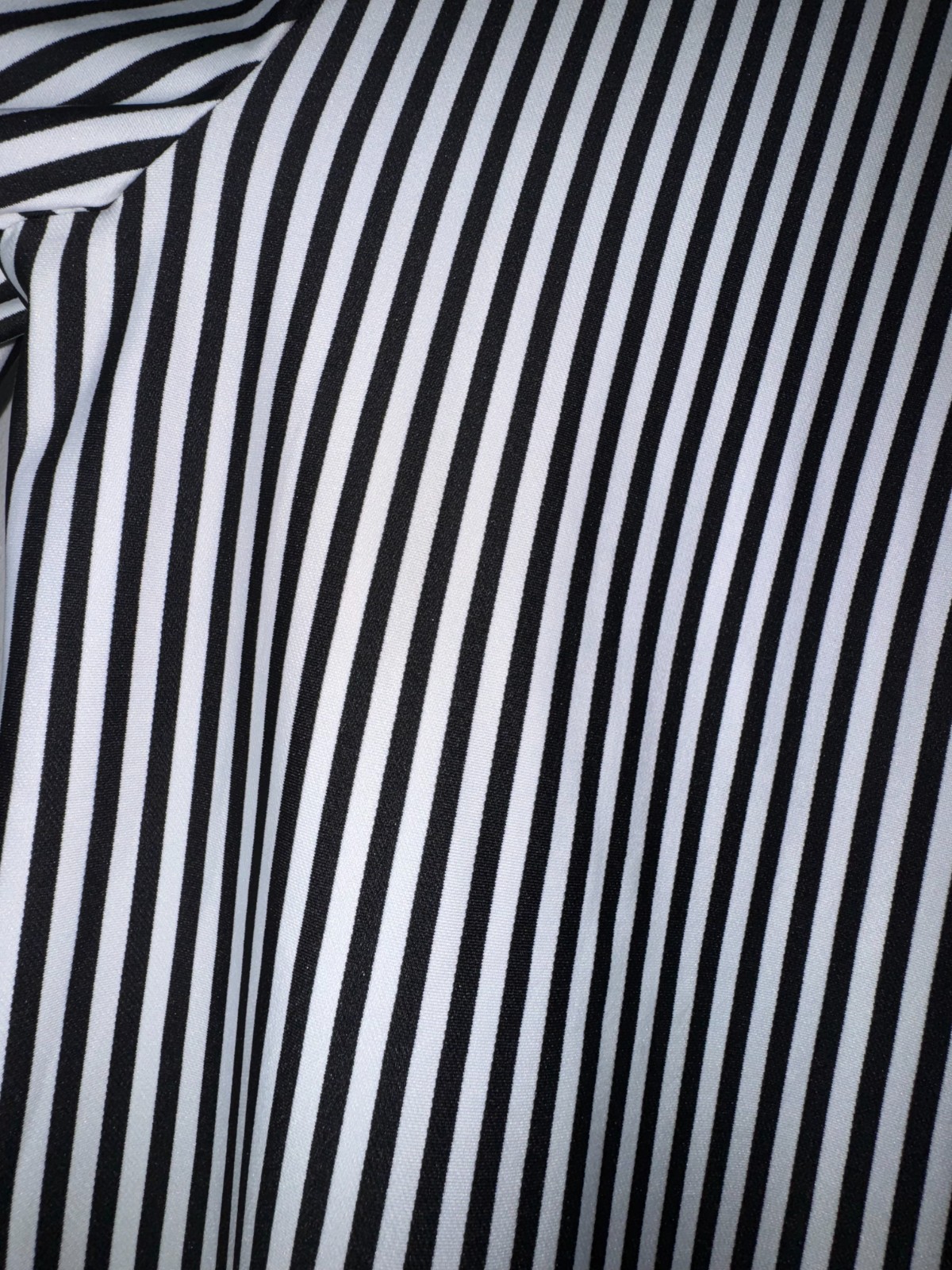 Mile Gabrielle Petite Striped Button-Down Shirt Dress Black White Roll Tab Sleev