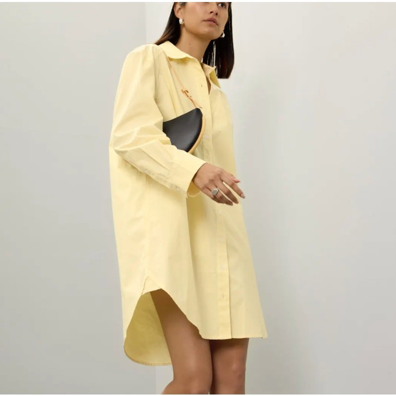Saunders Yellow Oversized Mini Shirt Dress SIZE 6 Career Office Designer $345