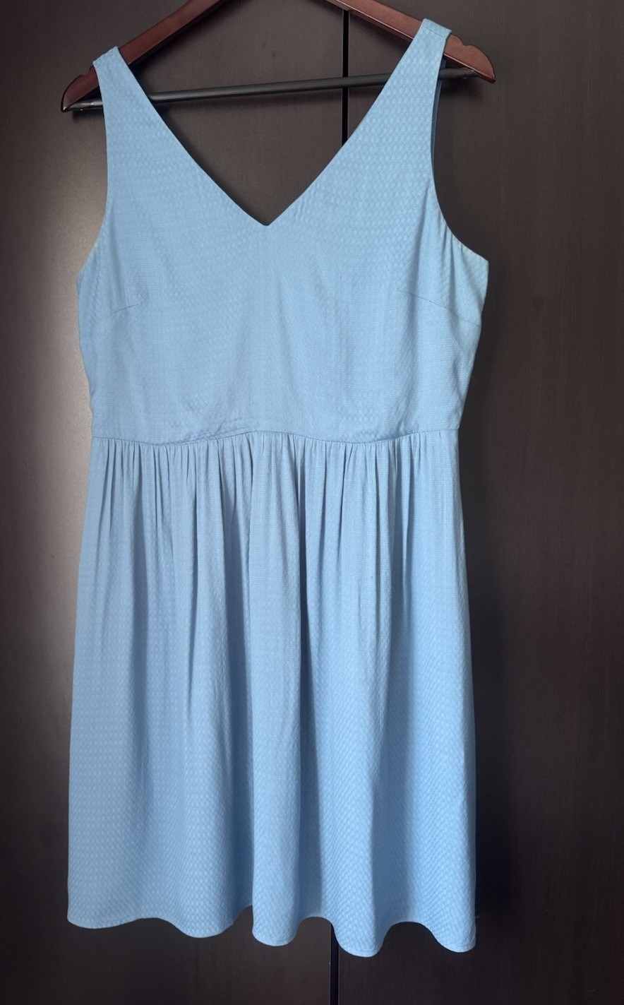 LOFT Women’s Blue Lined V-Neck Dress Size 6 Sleeveless Back Zip – AS IS Flawed