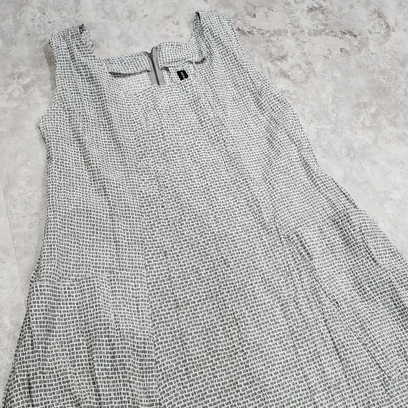 GERSHON BRAM Lantern Crinkle Gingham-like Midi Tank Dress Size XL