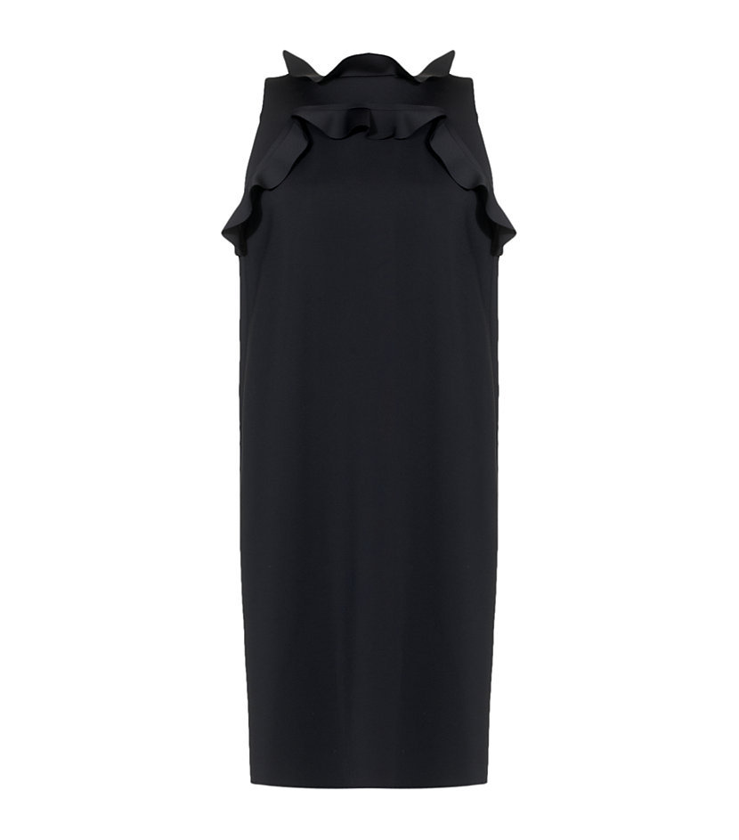 Lanvin Women’s Black Neoprene Ruffled Shift Dress, EU 36 / US 2 2360-1