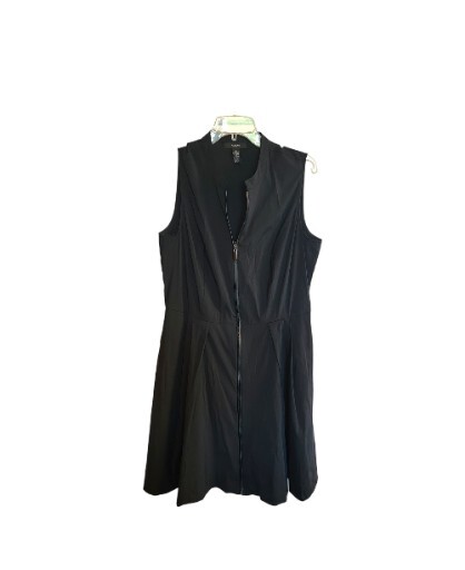 Alfani Black Sleeveless Zip Down Front Mid Length Size 14 Spanex Polyester Nylon