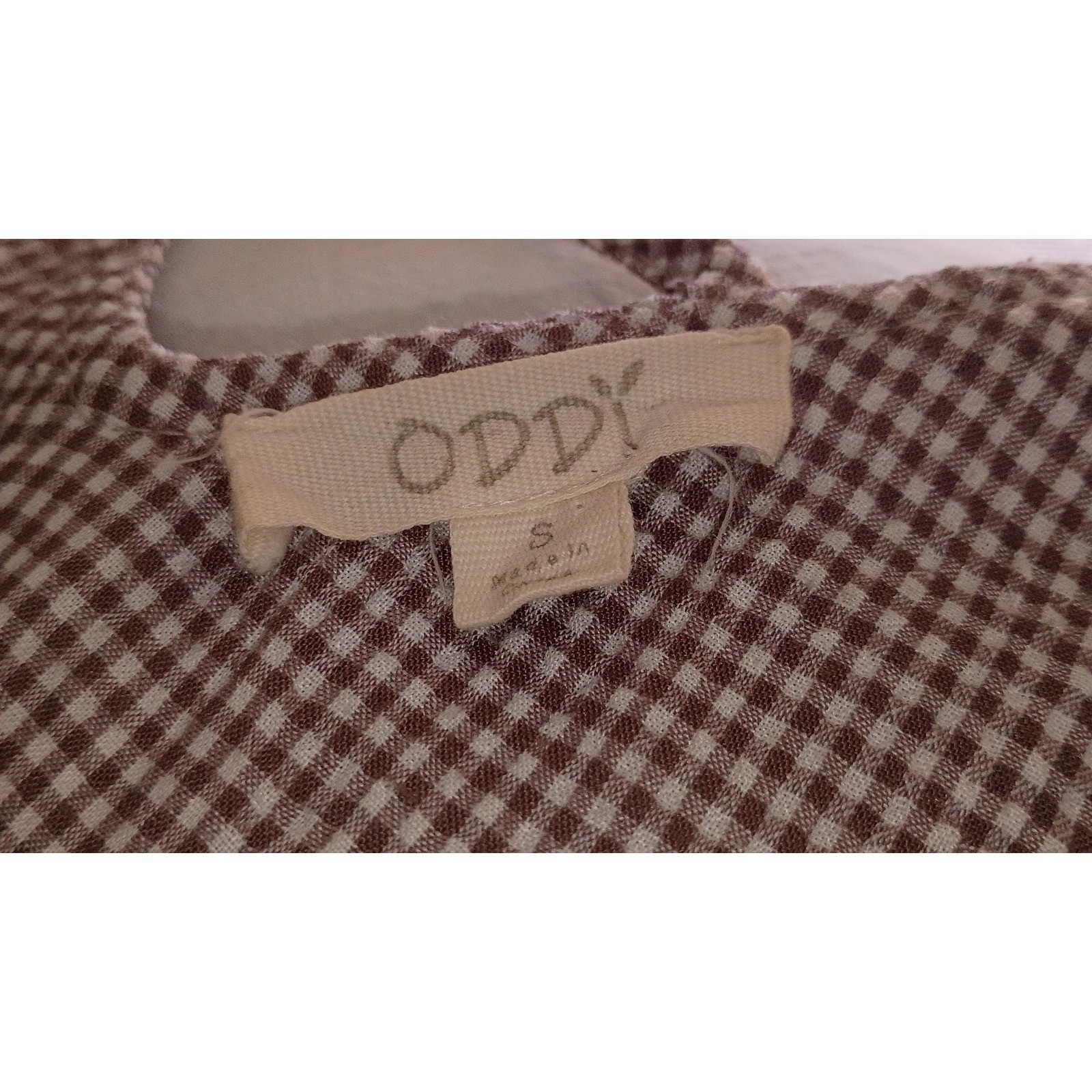 ODDY Beige Prairie Gingham Button Front Capelet Midi Dress Crisscross Back Small