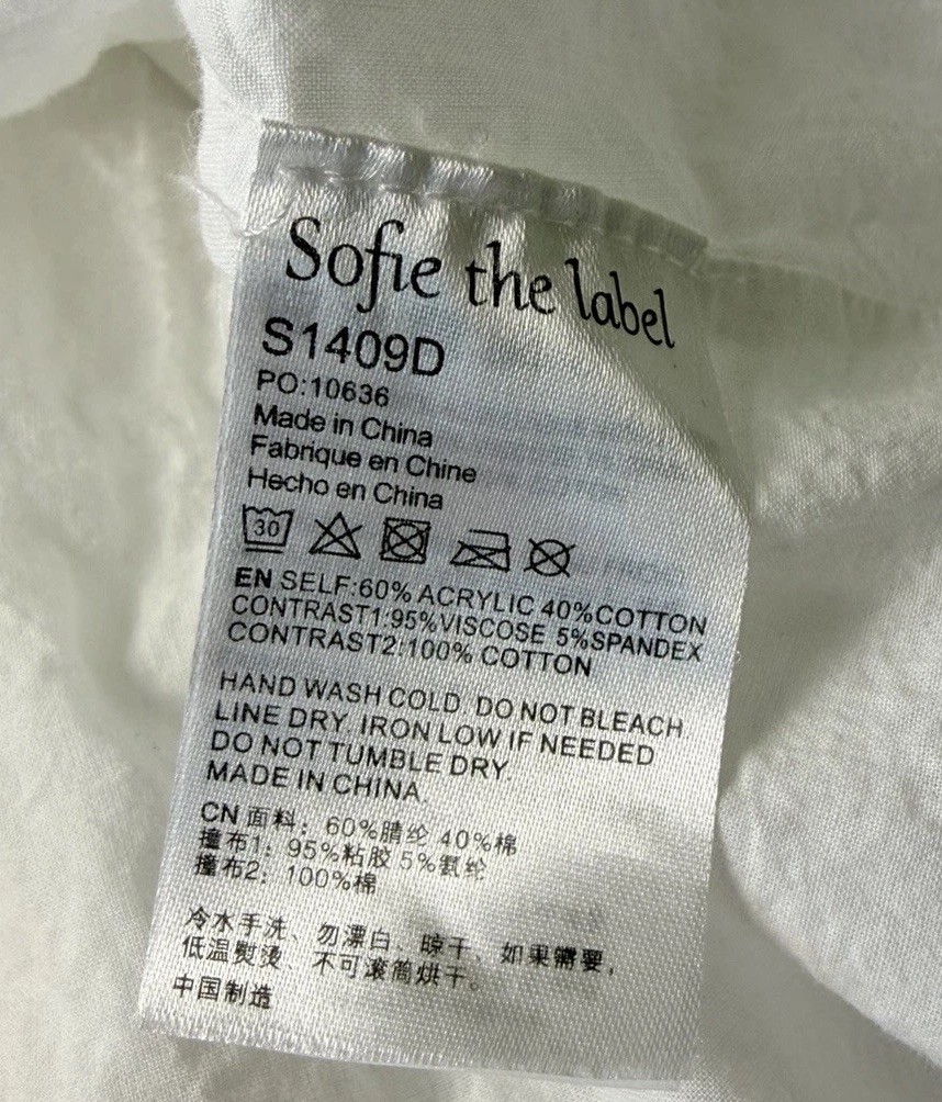 Sofie the Label White Puff Sleeve Tiered Mini Dress Size S Cottagecore Babydoll